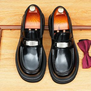 Bottes Oxford montantes pour hommes en cuir véritable de haute qualité, à semelle épaisse et légères, à enfiler, pour le quotidien et les affaires - Product Image 3