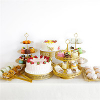 Ensemble de 10 supports à gâteaux rétro pour présentation de desserts, support à gâteaux flottant en métal doré, support à cupcakes pour mariage, décoration de table de dessert