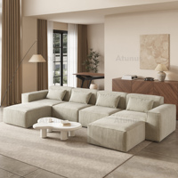 Canapé modulaire en tissu corduroy de style italien moderne ATUNUS, design doux, pour salon, en forme de L, ensemble de canapés modulaires