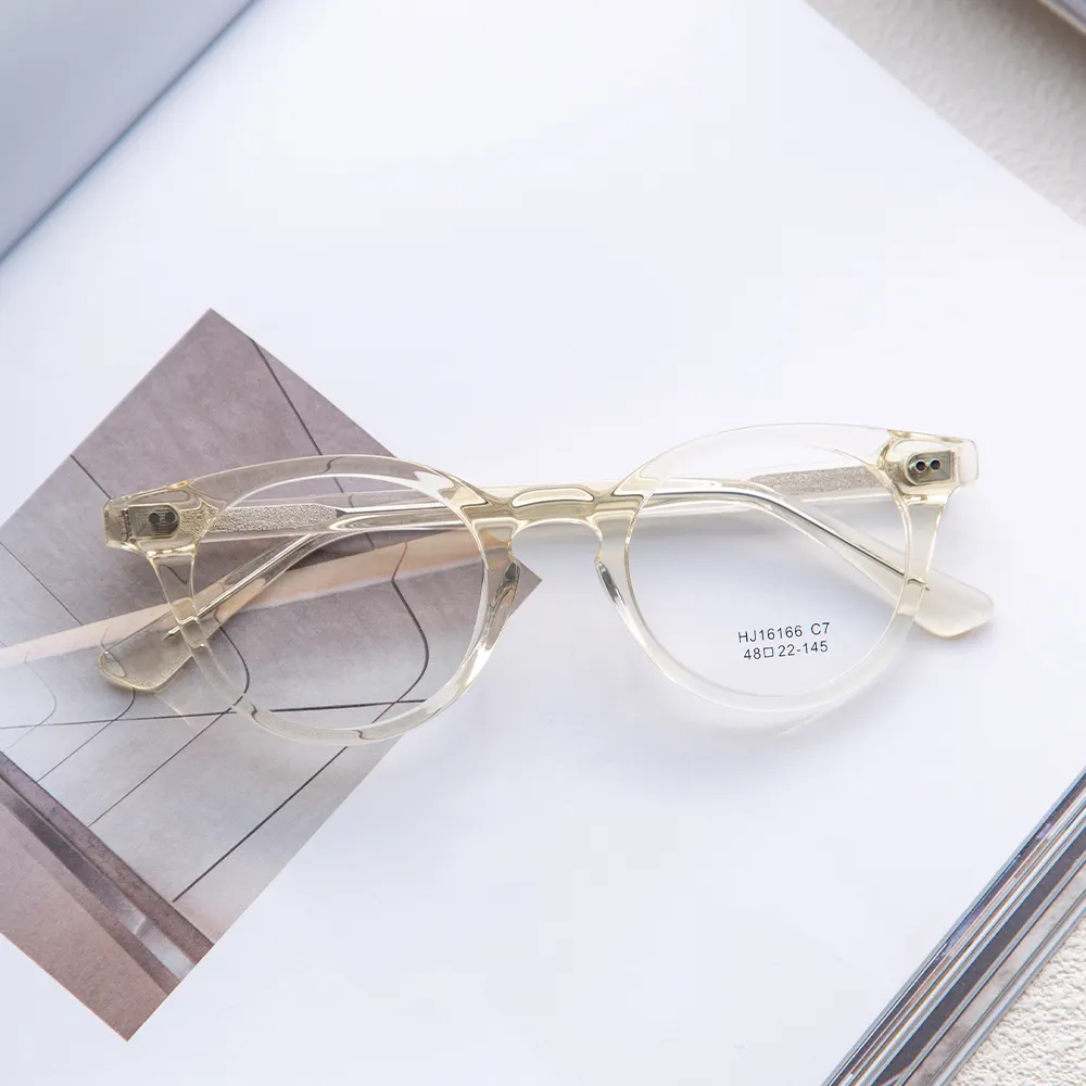 उच्च गुणवत्ता वाले ब्रांडेड चश्मा पारदर्शी हाई-एंड आई ग्लास फ्रेम कस्टम लोगो एसीटेट ऑप्टिकल चश्मा फ्रेम