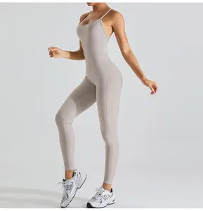 2024 High Elastic Women's Jumpsuit Custom Logo 1 Piece Tummy Control Skinny Jumpsuits For Gym Fitness Sets