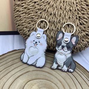 Pet Hair Storage Keychain Cartoon <b>Dog</b> Photo Frame Keychain PU Leather Pet Memorial Gift <b>Keyring</b> - Product Image 3