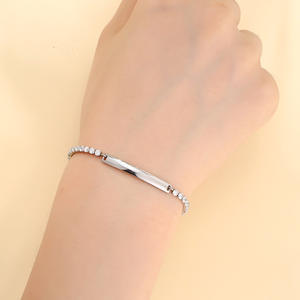 Bracciale NIMAI Personalizzato da <span class=keywords><strong>Donna</strong></span> in Acciaio Inossidabile, Catena Tennis con Zirconi da 2,4 mm, Bracciale Quadrato Inciso Personalizzato con Marchio - Product Image 3