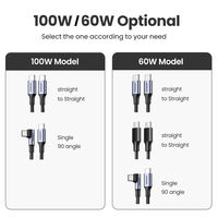 Câble USB C vers USB C UGREEN 100W, câble de chargeur de type C, charge rapide PD 5A 480 Mbps, câble de données en nylon pour iPhone Samsung
