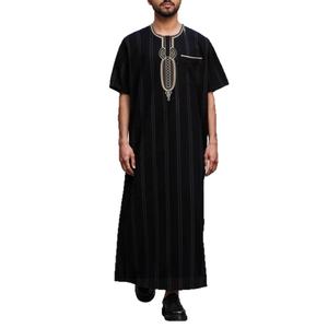 Ropa Islámica Lijia, Túnica Marroquí para <span class=keywords><strong>Hombre</strong></span>, Cuello Redondo, Bordado a Rayas, Jubba Thobe de Alta Calidad, Thobe Musulmán para <span class=keywords><strong>Hombre</strong></span> de Dubái y Arabia Saudita - Product Image 1