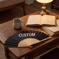 Ventilador de mano de madera personalizado impreso para fiestas de verano diseño plegable con logotipo de técnica pintada regalo ventilador plegable de estilo español