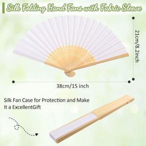 Éventail en papier blanc pliable en bambou, éventail plié à la main pour mariage, fête et décoration intérieure - Product Image 4