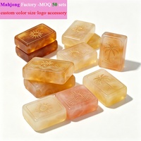 Tuiles de mahjong américaines en résine, aspect jade, motif palmier soleil, couleur personnalisée, ensemble de mahjong en jade pour les marques