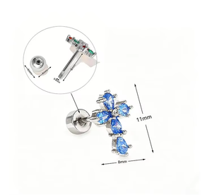 ZUOLA Boucles d'oreilles croix colorées en zircon cubique pour cartilage, hypoallergéniques en acier titane, clous de <span class=keywords><strong>piercing</strong></span> hélix pour usage quotidien - Product Image 6
