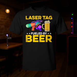 T-shirt Laser Tag Fueled By Beer per adulti, abbigliamento casual unisex - Product Image 2