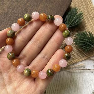 Bracelet en pierre naturelle avec perles de verre colorées pour le nettoyage des chakras, bijoux sans soudure, carte personnalisée - Product Image 5