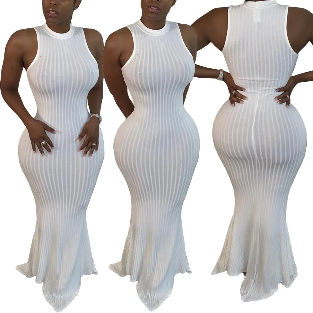 2020 Hang strip solid color sleeveless round girls' dress skirt women casual dresses