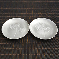 Soucoupe ronde en étain pur de 8 cm pour tasse à café, tasse à thé, dessous de verre, petit plat multi-usage en métal, accessoires pour boissons