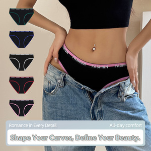 Ropa interior de Bikini para mujer Effie <span class=keywords><strong>Nicole</strong></span> 95% algodón antibacteriano transpirable estilo deportivo estampado Digital de letras de tiro medio - Product Image 3