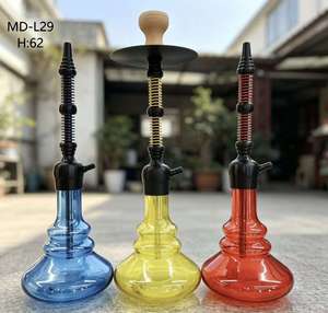 Medium Size Single Hose <b>Hookah</b> Clear Glass Water <b>Pipe</b> Aluminum Alloy Body Portable Shisha Set for Travel Bar - Product Image 5