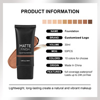 Fond de Teint Mat Personnalisé avec Logo, Faible MOQ 50 pièces, Couvrance Totale pour Démarrer Votre Marque Cosmétique Liquide à Marque Privée Virale sur TikTok