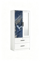 Nouvelle conception de placard à panneaux miroir bicolores avec tiroirs pour petite chambre à coucher ou appartement