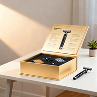 Boîte à rasoir magnétique en carton noir de luxe, style livre blanc, fermeture magnétique, boîte cadeau pour l'emballage des rasoirs de sécurité