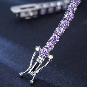 Pulsera de tenis de moissanita VVS púrpura de corte brillante con engaste de garra de 2MM 3MM, de oro blanco, joyería de compromiso, nueva, de lujo y de moda, personalizada - Product Image 3