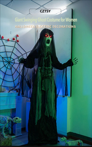 Halloween: Figura di zombie femminile con bocca aperta da 2,3 m, per casa infestata, cortile, orrore luminoso, fantasma in piedi con sensore elettrico - Product Image 3