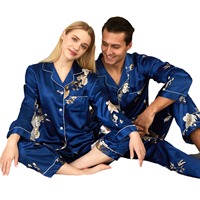 Nouveauté Pyjama long en soie respirante pour homme et femme, en polyester, col en V, élégant, luxueux, longueur intégrale