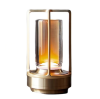 Lampe de table LED portable rechargeable USB moderne, lanterne sans fil blanche à effet ondulé, veilleuse de chevet à intensité réglable et protection oculaire