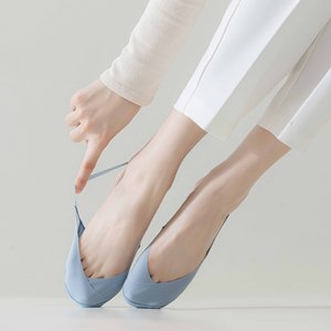 Summer Thin Breathable Knitted Polyamide Womens Casual Socks; Silicone Non-slip <strong>Half</strong>-foot <strong>Insoles</strong>; Solid Criss-cross Strap - Product Image 3
