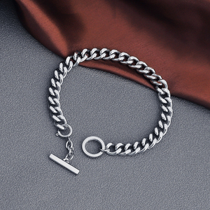 Hip Hop Pareja Moda Joyería de acero inoxidable Chapado en oro rosa Cadena de eslabones Hombres Pulsera - Product Image 4