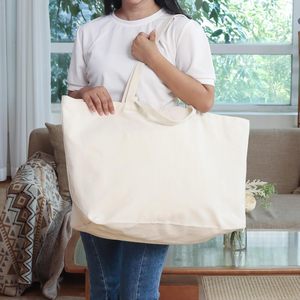 27 inch Thêm lớn vải Túi mua sắm nhiệm vụ nặng nề tái sử dụng hàng tạp hóa số lượng lớn <span class=keywords><strong>Tote</strong></span> Túi dây xử lý mẫu thư - Product Image 5