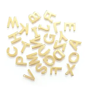 100Pcs Gold Random Mixed A-Z Metal 304 Stainless Steel Bracelet Earrings Necklace Jewelry Making Beads Charms Letter Alphabet