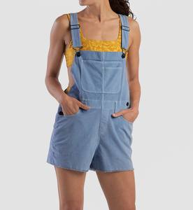 Short Mid Waist <b>Light</b> Wash Denim Casual Streetwear Overalls with Belt - Product Image 1