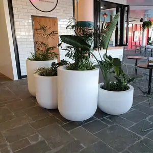 Moderne Fiberglas Pflanzer geprägte Blattform Baum Topf Indoor Outdoor Faser Blumentöpfe Großhandel