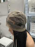 LD032 Perruque tressée triangulaire en dentelle complète faite à la main pour femmes, style bohème, locs synthétiques papillon avec 360 °   Cheveux de bébé en stock