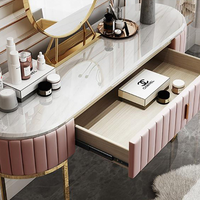 Commode moderne et populaire avec miroir Ensemble de meubles de chambre à coucher pour filles Commode de luxe en acier inoxydable doré