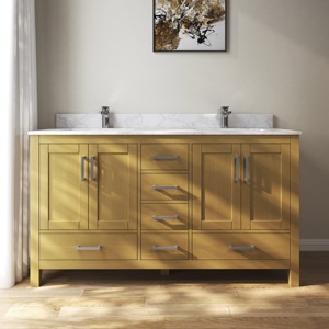 Mueble de Baño para Adultos con Doble Orificio para Grifo, Mueble de Baño con Cajones Duraderos, Mueble de Baño con Lavabo de Granito y Encimera de Mármol - Product Image 1