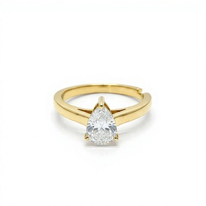 Pear Cut Lab Grown <b>Diamond</b> <b>Ring</b> for Women in 18K Gold Plated Classic Design for Anniversary & Wedding - Product Image 1