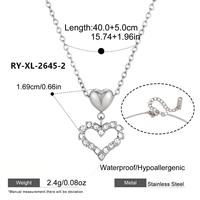Collier double cœur en acier inoxydable pour femme, incrusté de pierres CZ, pendentif délicat superposable, bijoux tendance