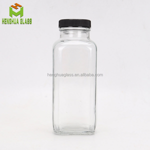 Vente en ligne de bouteilles en verre françaises carrées de jus de fruits pressées à froid de 250ml <span class=keywords><strong>360ml</strong></span> 500ml avec couvercles en plastique - Product Image 5
