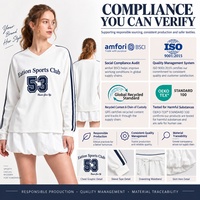 Ensemble deux pièces personnalisé : Haut à col en V et manches raglan longues avec bandes contrastantes, jupe bouffante à cordon de serrage et short intégré – Survêtement décontracté