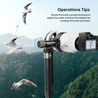 Tête de cardan latérale M-13 MonoGimbal avec plaque de fixation rapide Arca Swiss pour trépied, monopode et objectif téléobjectif