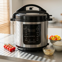 Penanak Nasi Tekanan Listrik Stainless Steel Terlaris, Antarmuka Prancis, Layar LED, Kontrol Digital, 12-in-1 Otomatis