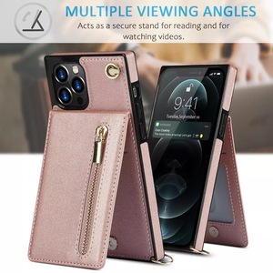 Étui de téléphone tendance en cuir PU de qualité supérieure, sacs de téléphone portable avec poches pour carte <span class=keywords><strong>d</strong></span>'identité et de crédit pour <span class=keywords><strong>iPhone</strong></span>, accessoires de téléphone portable - Product Image 4
