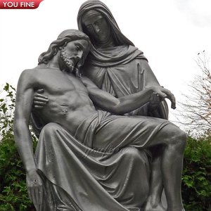 Famosas Estatuas Religiosas Católicas de María Cristo, Pietà con Escudo, Escultura de Bronce - Product Image 2