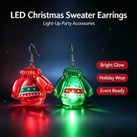 Boucles d'oreilles en forme de pulls de Noël lumineuses et clignotantes, idéales pour les cadeaux de retour de vacances, les cadeaux de fête, les fournitures en gros et en vrac, en stock
