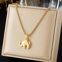 Collier minimaliste avec pendentif petit éléphant, chaîne en acier inoxydable, style vintage, bijoux pour femmes, vente en gros TGXL14823