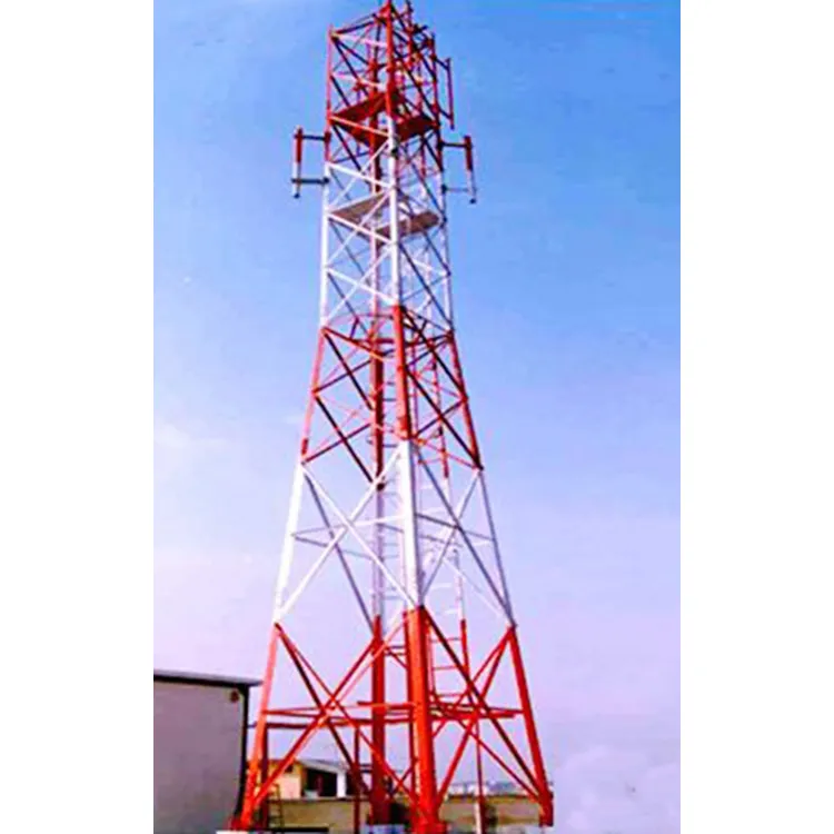 工場生産4脚スチールパイロン5kmWifi送信機および受信機角度格子マイクロ波ワイヤレスサポートラジオタワー
