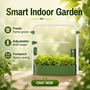 Système de culture hydroponique d'intérieur avec contrôle intelligent, pots auto-arrosants et lumière de croissance LED pour jardin potager domestique - Product Image 1