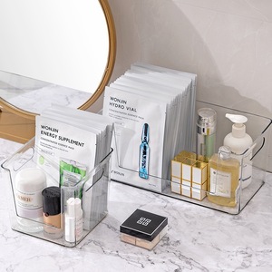 Transparent Storage <b>Box</b> For <b>Makeup</b> Organizers 2L Solid Color With Handle For Bathroom Vanity Use - Product Image 1