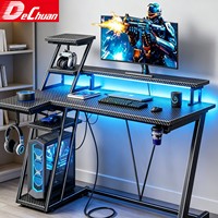 Escritorio Gamer Inteligente RGB de Fábrica Foshan con Regleta de Alimentación Integrada y Estantes de Almacenamiento Reversibles