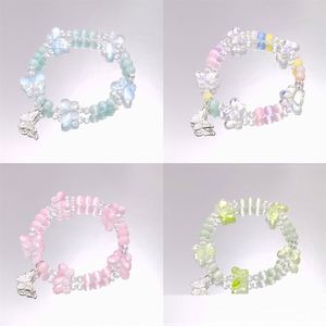 Trendy Fantasy Popcorn Cracked <b>Crystal</b> Beads <b>Bracelet</b> Butterfly Charm Gradient Color Women Friendship <b>Bracelets</b> Jewelry Gift - Product Image 2